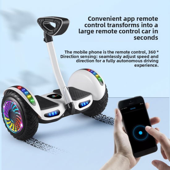 Επαγγελματικό Hoverboard 10'' με Τιμόνι και LED φωτισμό 350W Motor Αυτονομία και bluetooth