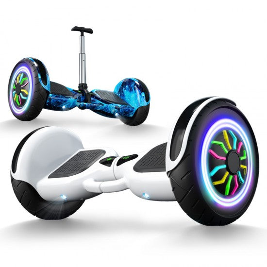 Hoverboard 10'' με αποσπώμενο Τιμόνι και Φωτιζόμενες Ρόδες με 3 Ταχύτητες έως 12km/h