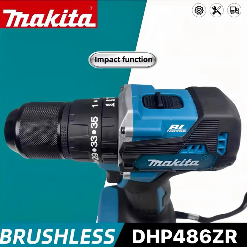 Κρουστικό Δραπανοκατσάβιδο - ΜΑΚΙΤΑ DHP486ZR x2 Μπαταρίες και Δώρο Βαλίτσα Με Εξαρτήματα